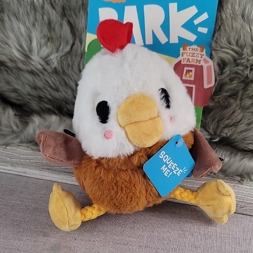 Bark Fuzzy Farm Chicken Plush Toy - Red, White, Brown, Yellow
